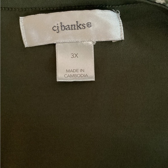 CJ Banks Green Floral Blouse with Tassels, Stretch, Plus Size 3X - Picture 7 of 9